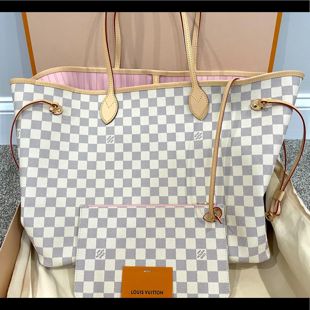 ✨New LV Neverfull GM Damier Azur Rose Ballerine✨